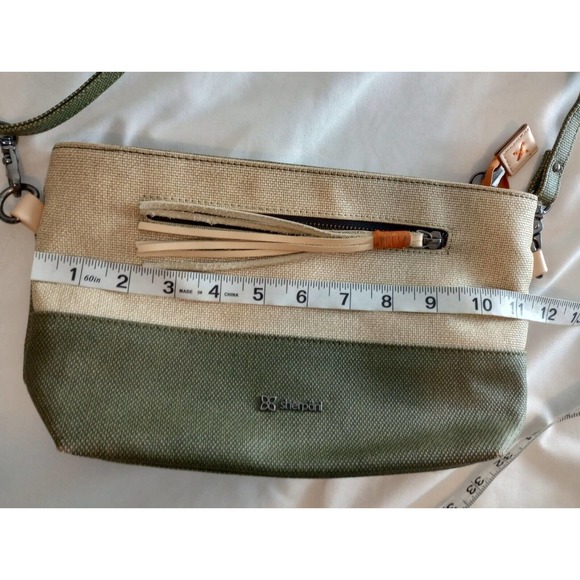 SHERPANI Paige Small Crossbody/Wristlet Bag Color Block Beige Green Canvas - Picture 5 of 10